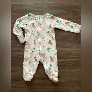 Wonder Nation Cream Footie with Animal Print size 3/6M
